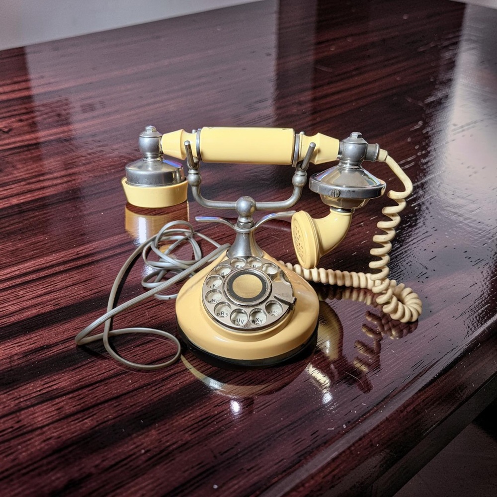 Retro Yellow Rotary-Style Corded Telephone